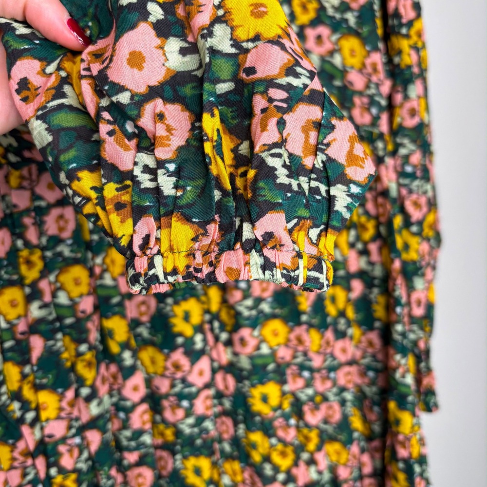 Boden Womens Floral Boho Tiered Smock Midi Dress Yellow Pink US 8L D0422 - Picture 9 of 9